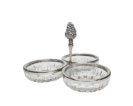 Silver & Glass 3 Section Condiment