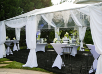 Clear Tent with Pole Drapes