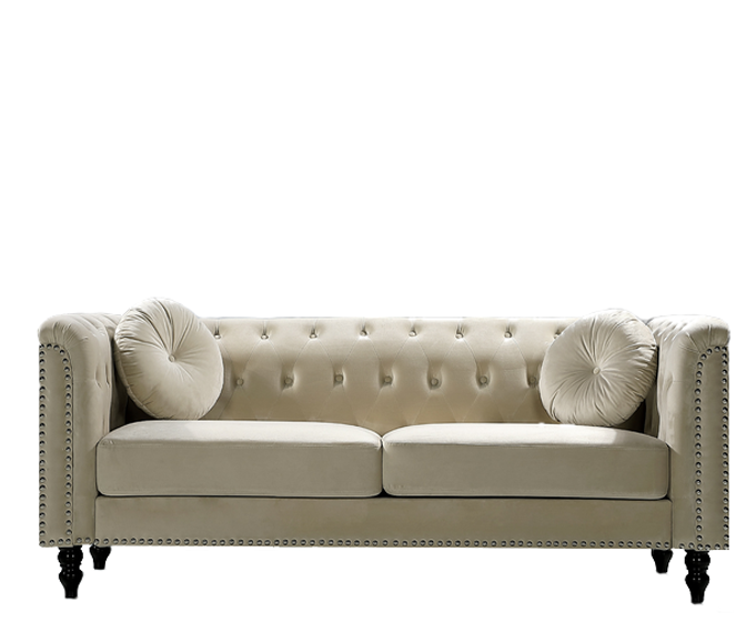 Ivory Velvet Chesterfield Sofa