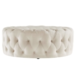 Ivory Tufted Ottoman
